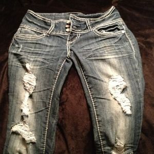 Almost famous distressed skinny jeans