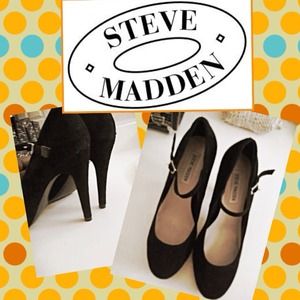 Black suede Steve Madden pumps