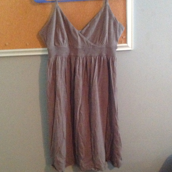 Grey spaghetti strap dress.