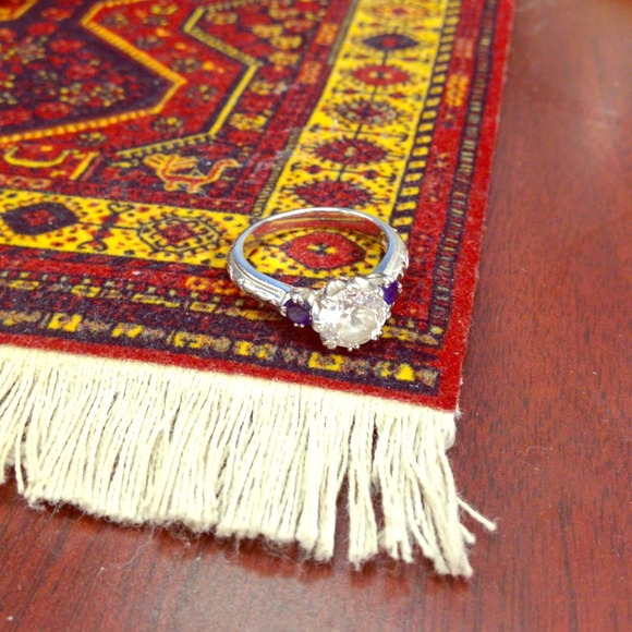 Tacori 925 Silver CZ & Sapphire Ring Size 7.5 .