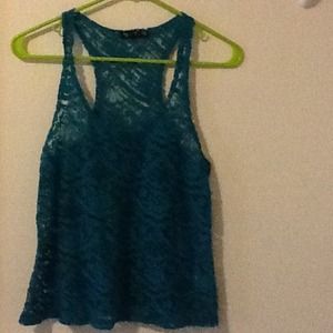 A blue lace tank top