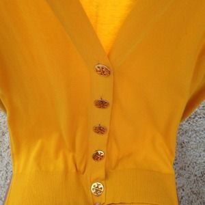 yellow tory cardigan!