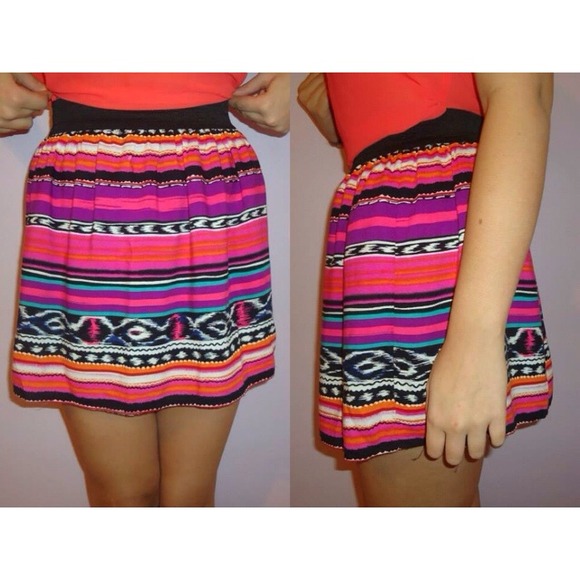 Pink skirt with a pattern wore once.