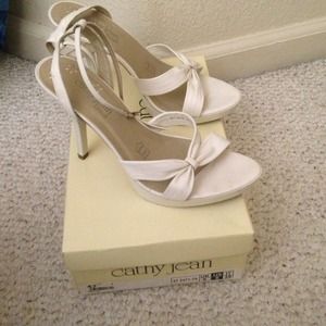 Cathy jean cream strap heels