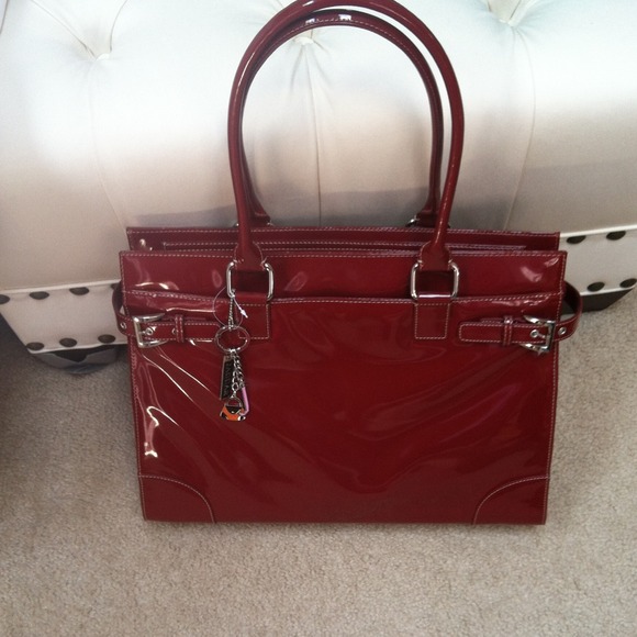 ❌Bundled-Sold❌Red patent leather laptop bag