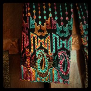 Embroidery on Black Satiny Stretch Pant