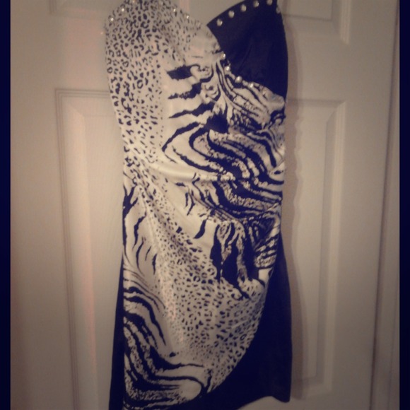 Zebra and black party dress - Picture 1 of 2