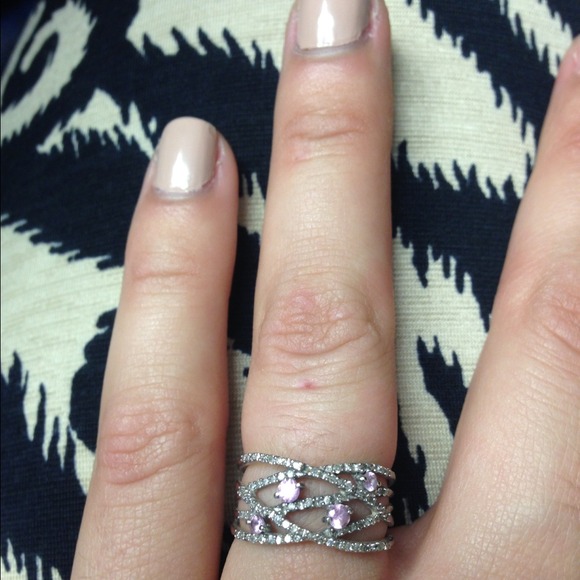 SALEWhite gold ring with diamonds & pink sapphire
