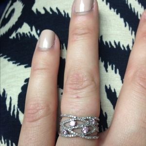 SALEWhite gold ring with diamonds & pink sapphire