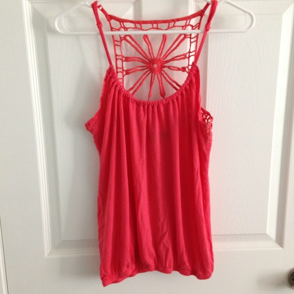 Coral Tank with Crocheted Back