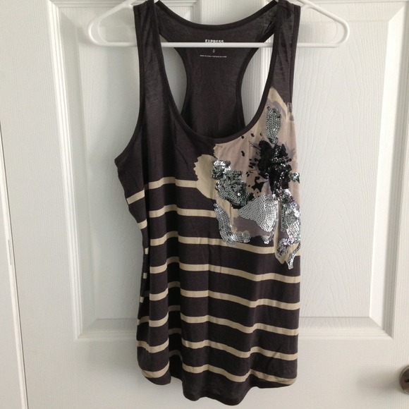 Gray Embellished Tank Top