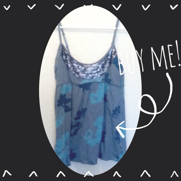 ❌SOLD❌Adorable blue tank top w/ sequin detail
