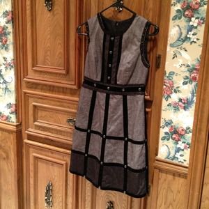 Tweed-Like/Blk Velvet/Blk Mesh/Metal Embellishment