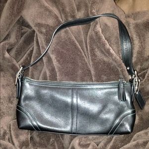 SOLD Coach black leather shoulder purse New