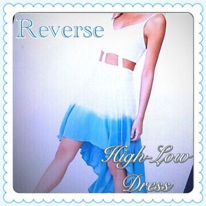 White and blue high-low cutout dress