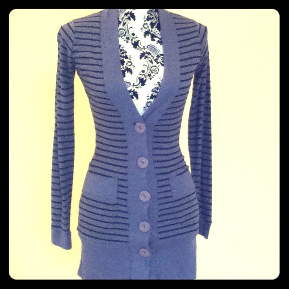 Charlotte Russe Grey Stripped Cardigan