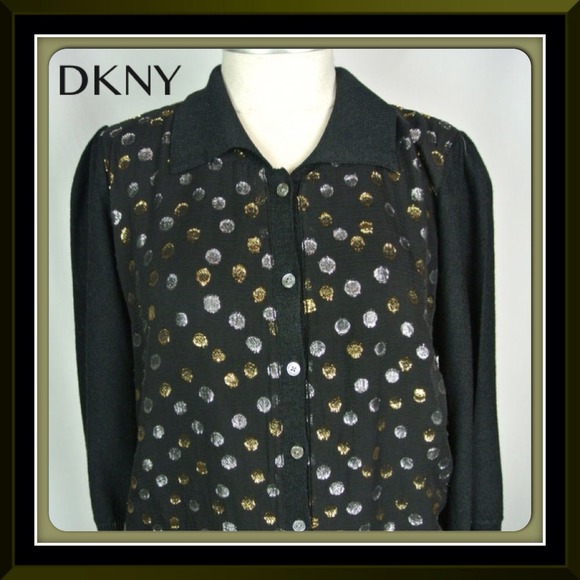 DKNY Metallic Dotted Cardigan