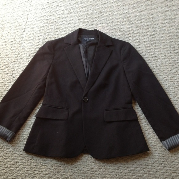 Forever 21 Striped Cuff Blazer