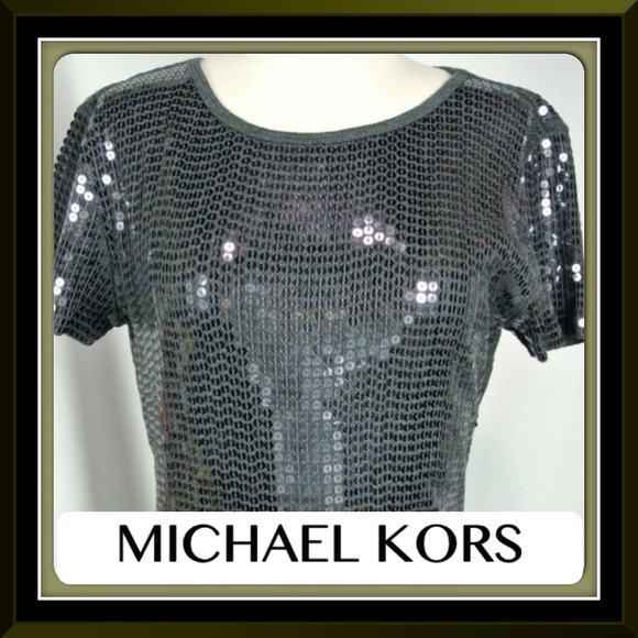 Michael Kors Graphite flat Sequin Top Small - Picture 1 of 2