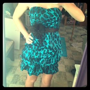 Animal print blue homecoming dress