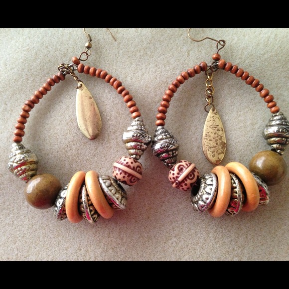 Gorgeous wood and metals earrings