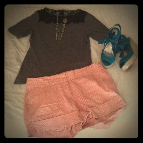 Ann Taylor shirt with black lace detail.