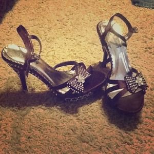 Dark purple bling heels