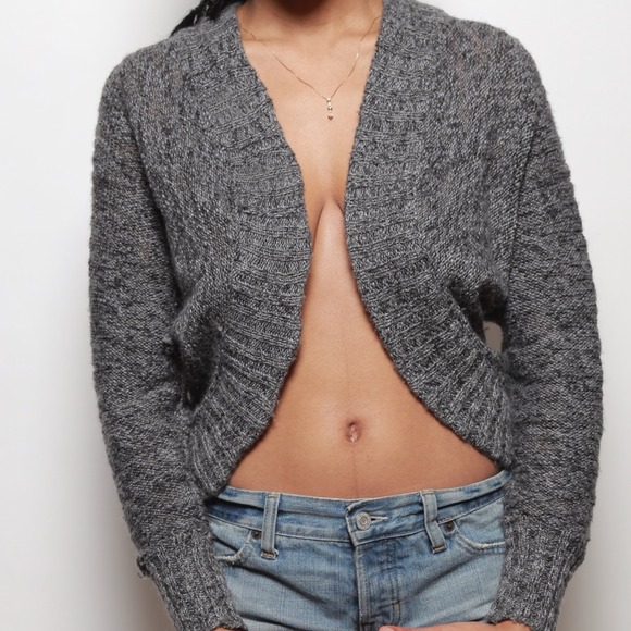 Gray knitted cardigan