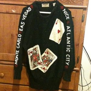 Black vintage card sweater