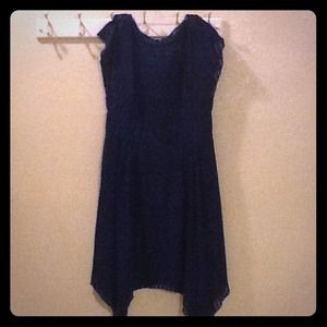DARK BLUE DRESS SHEER TOP