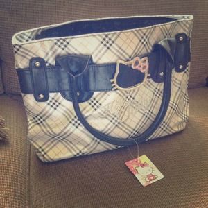 Brand new Hello Kitty black and white plaid purse