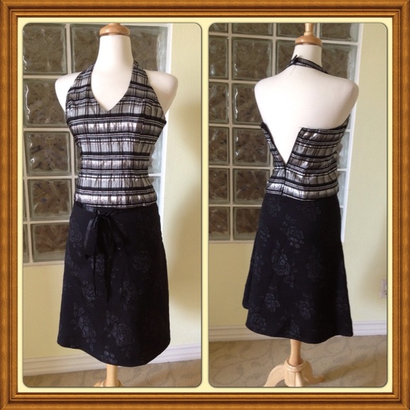 Halter corset top n black flower skirt
