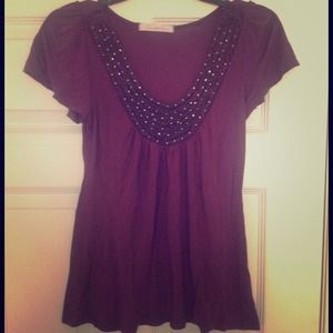 SOLD! Plum top with sequins