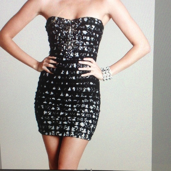 NEW Niki Biki Black Lace Tiered Beaded Dress