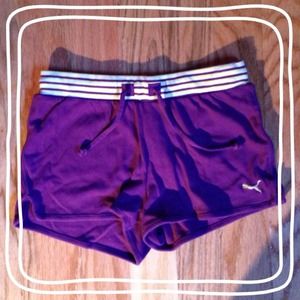 Puma shorts purple and yellow