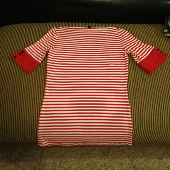 Red and white striped bebe small shirt