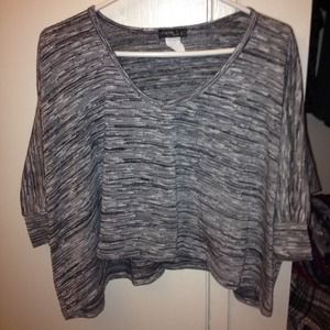 Gray & White Crop Top