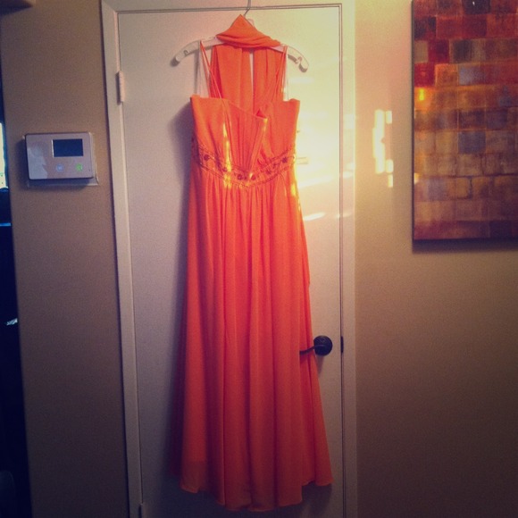 Tangerine bridesmaid dress