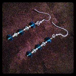 Homemade blue and aqua earrings
