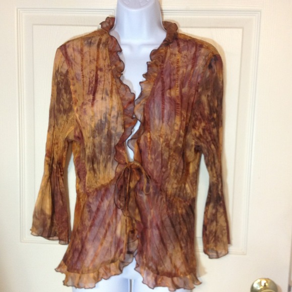 Brown copper sheer over lay top