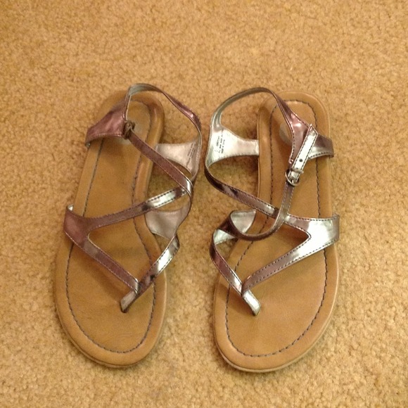 Metallic strap sandals