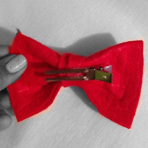 Rectangle Patterned Red Bow - Picture 2 of 2