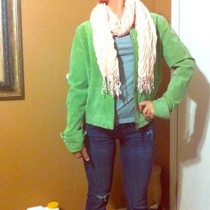 Green cervelle leather jacket