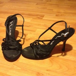 Nina black strappy heels