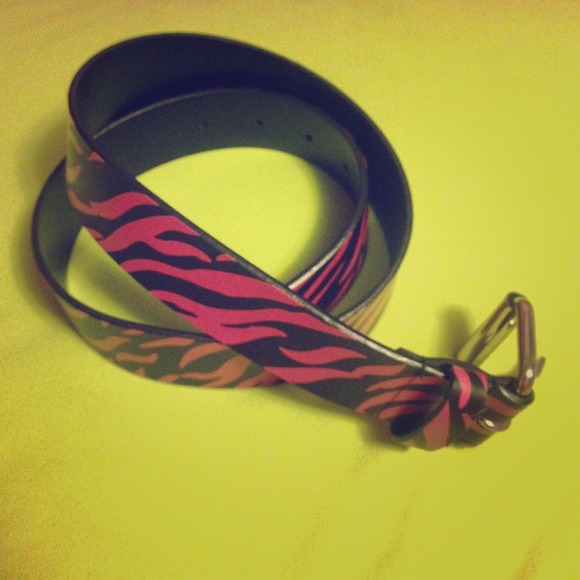 Pink and black zebra belt