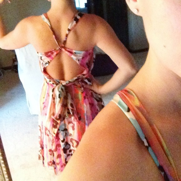 Silk & Chiffon Bright Party Dress - Picture 2 of 4