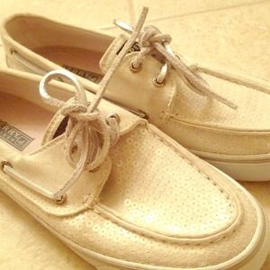 White Sequined Sperries!