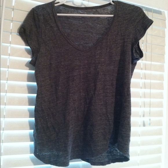 SOLD Madewell Heathered Linen V-neck tee Sz.S Gray - Picture 1 of 4