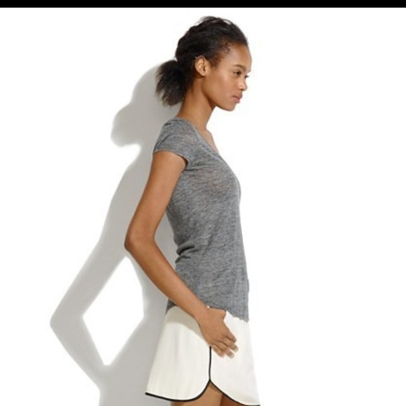 SOLD Madewell Heathered Linen V-neck tee Sz.S Gray - Picture 3 of 4