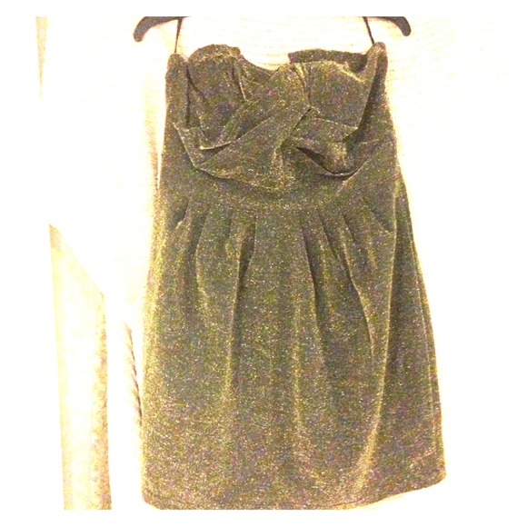 Black and gold strapless dress